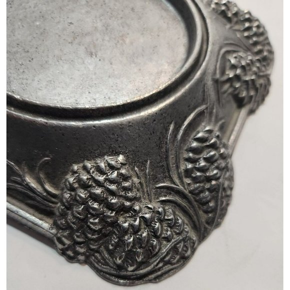 Vtg Carson Statesmetal Pewter Pine RIdge Med Piller Candle Holder 5.5" by 5.5" - Picture 4 of 13